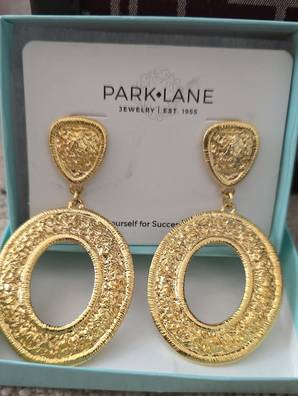 Park Lane Shimmering Gold Open Oval Drop Earrings